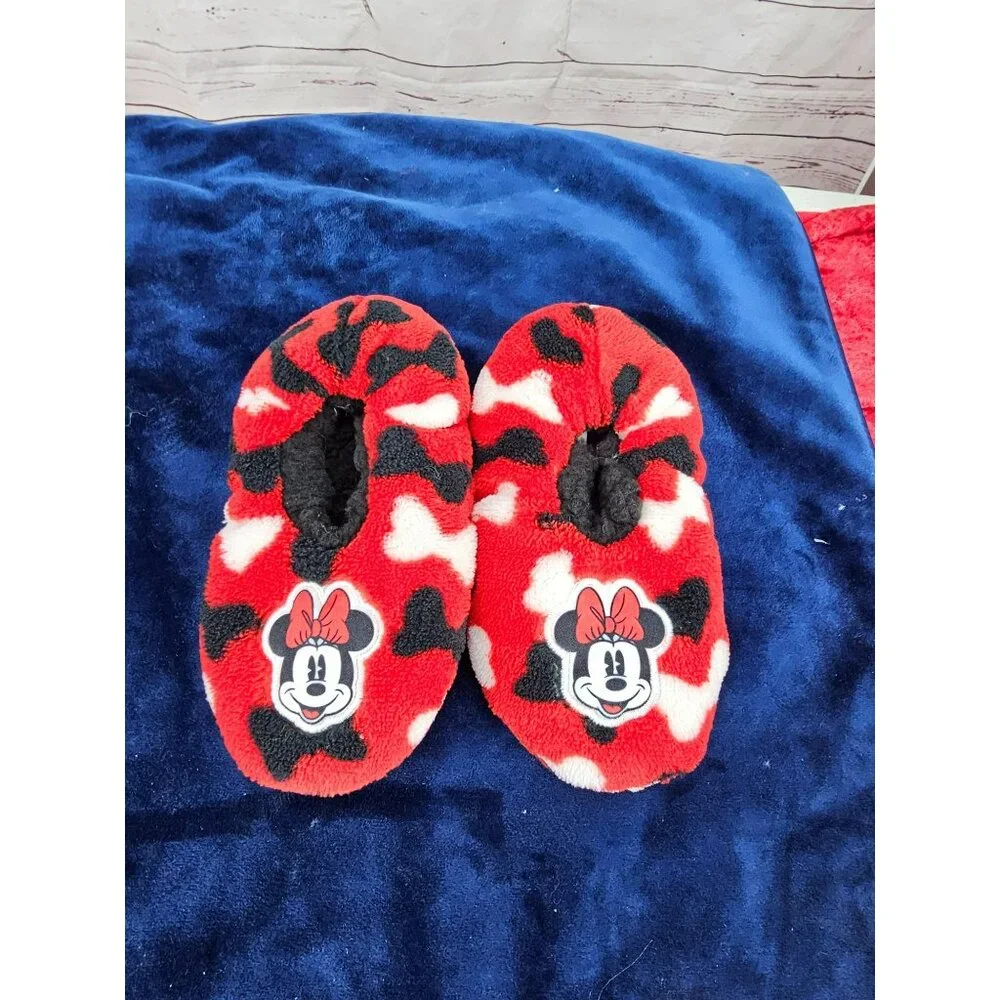 Minnie Mouse Slippers Slipper Socks Toddler Fleece‎ Girl Non Skid Disney 2T-3T